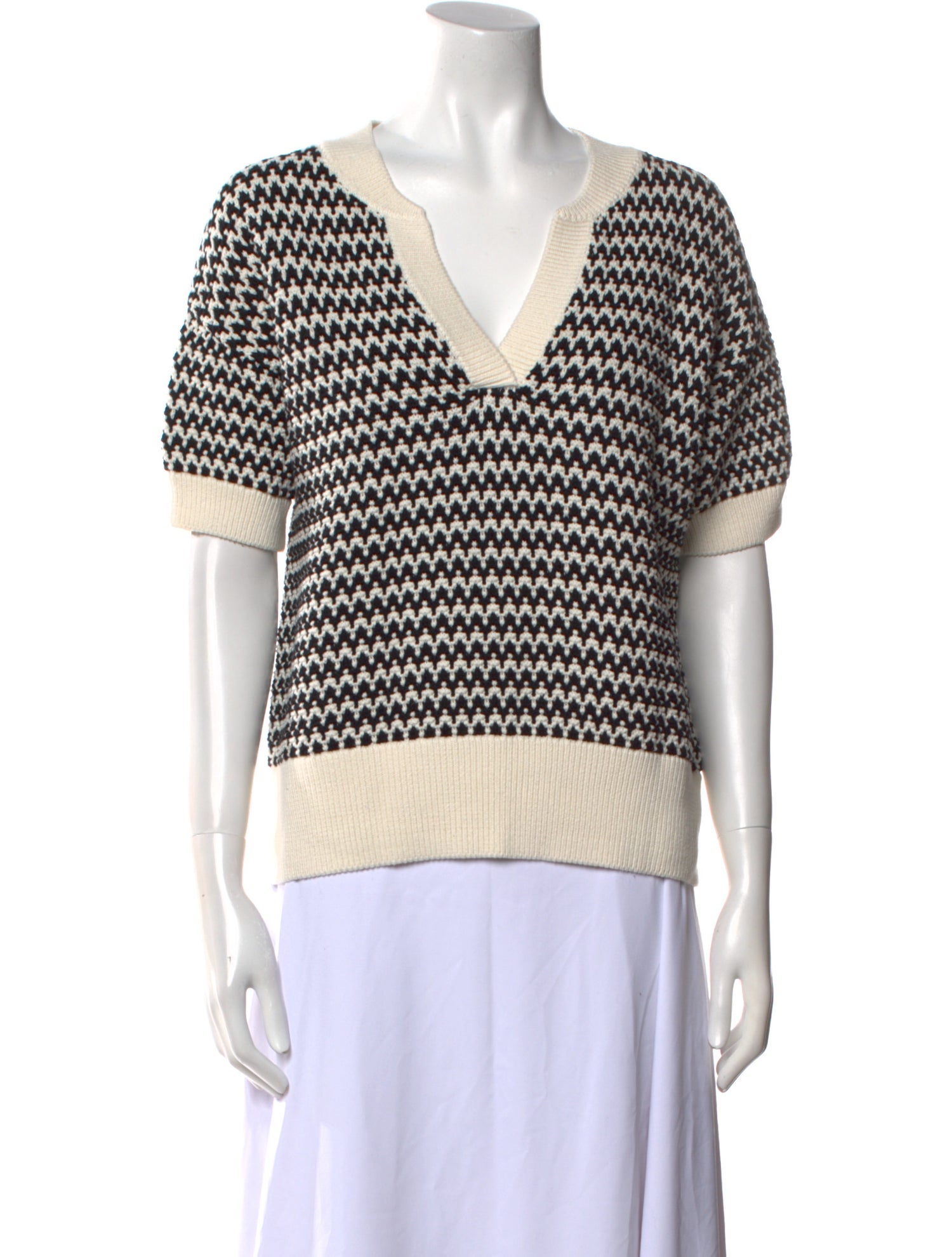 Varley Striped V-Neck Sweater