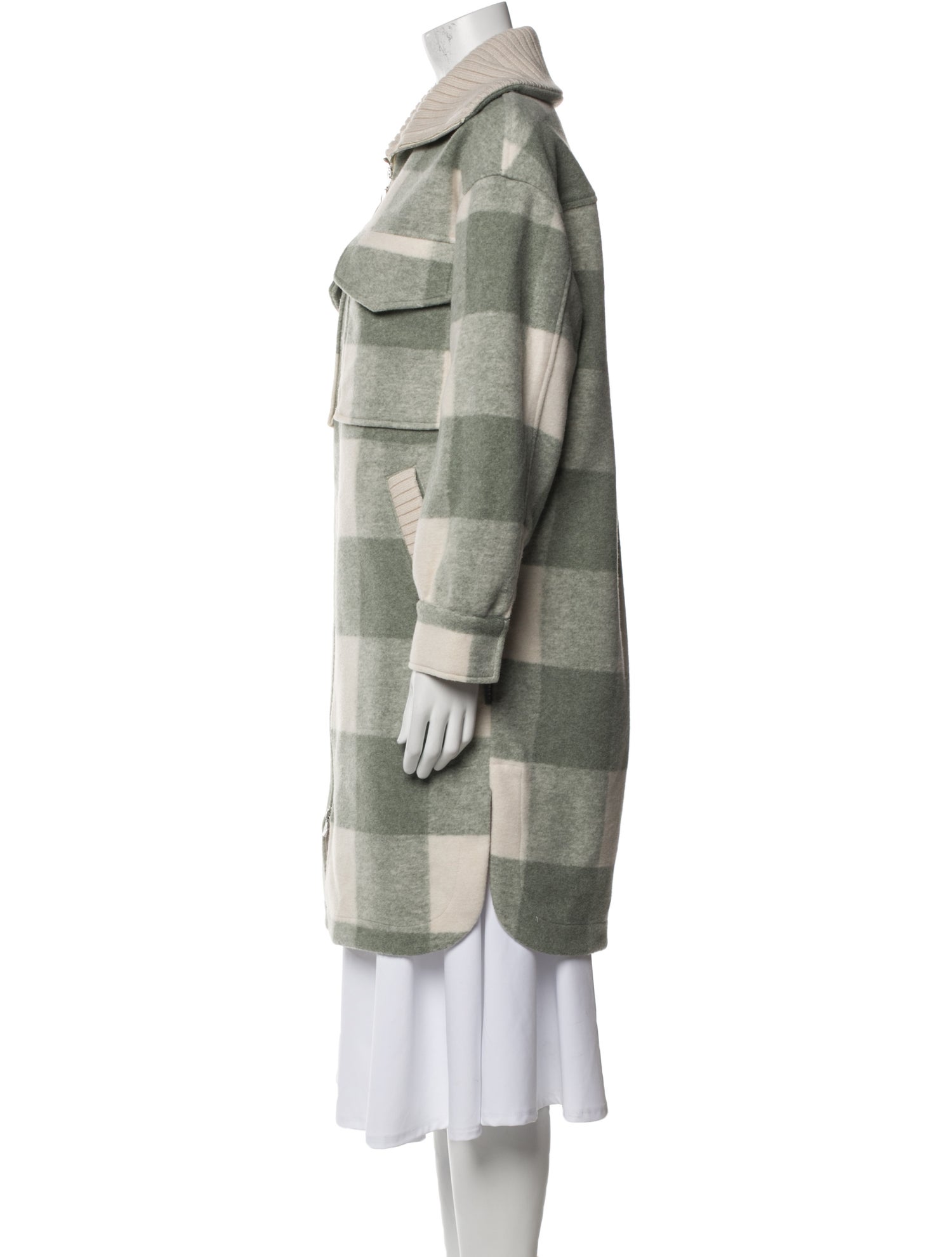 Varley Plaid Print Faux Fur Coat