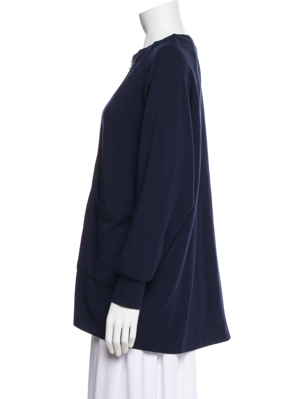 Varley Jacket Blue Collarless Patch Pockets & - image 2