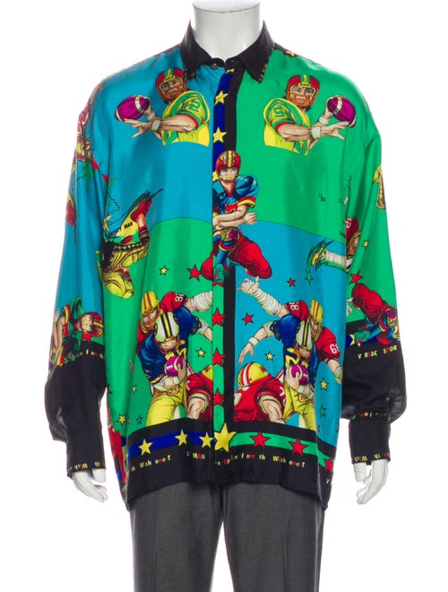 Versace Sport Football Silk Shirt Green