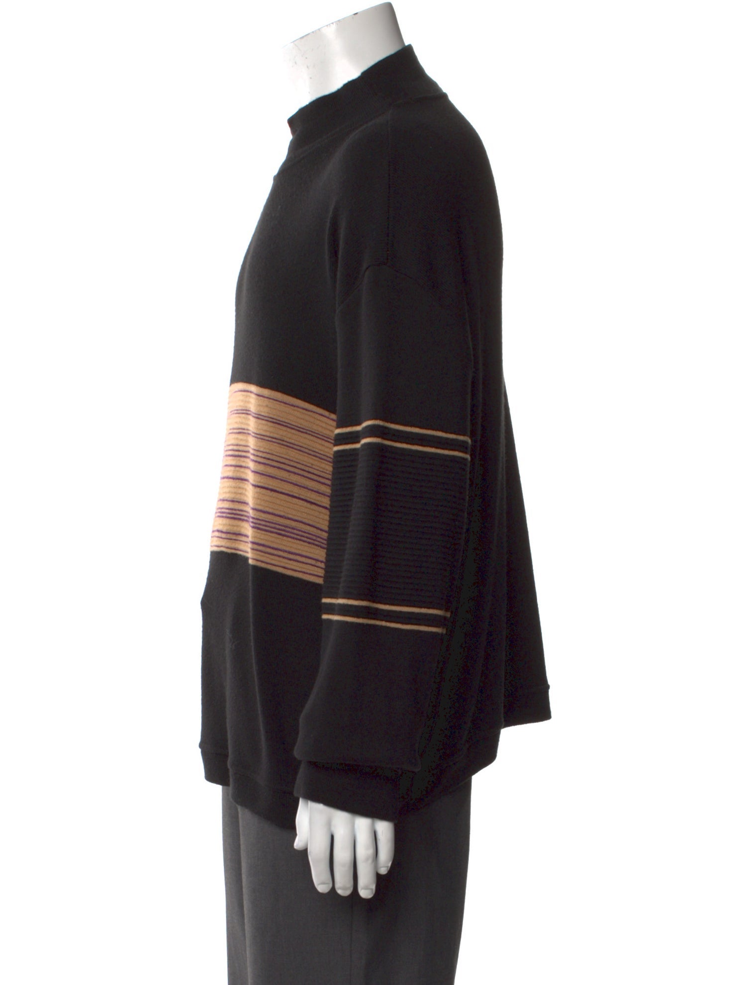 Versace Sport Colorblock Pattern Mock Neck Pullover