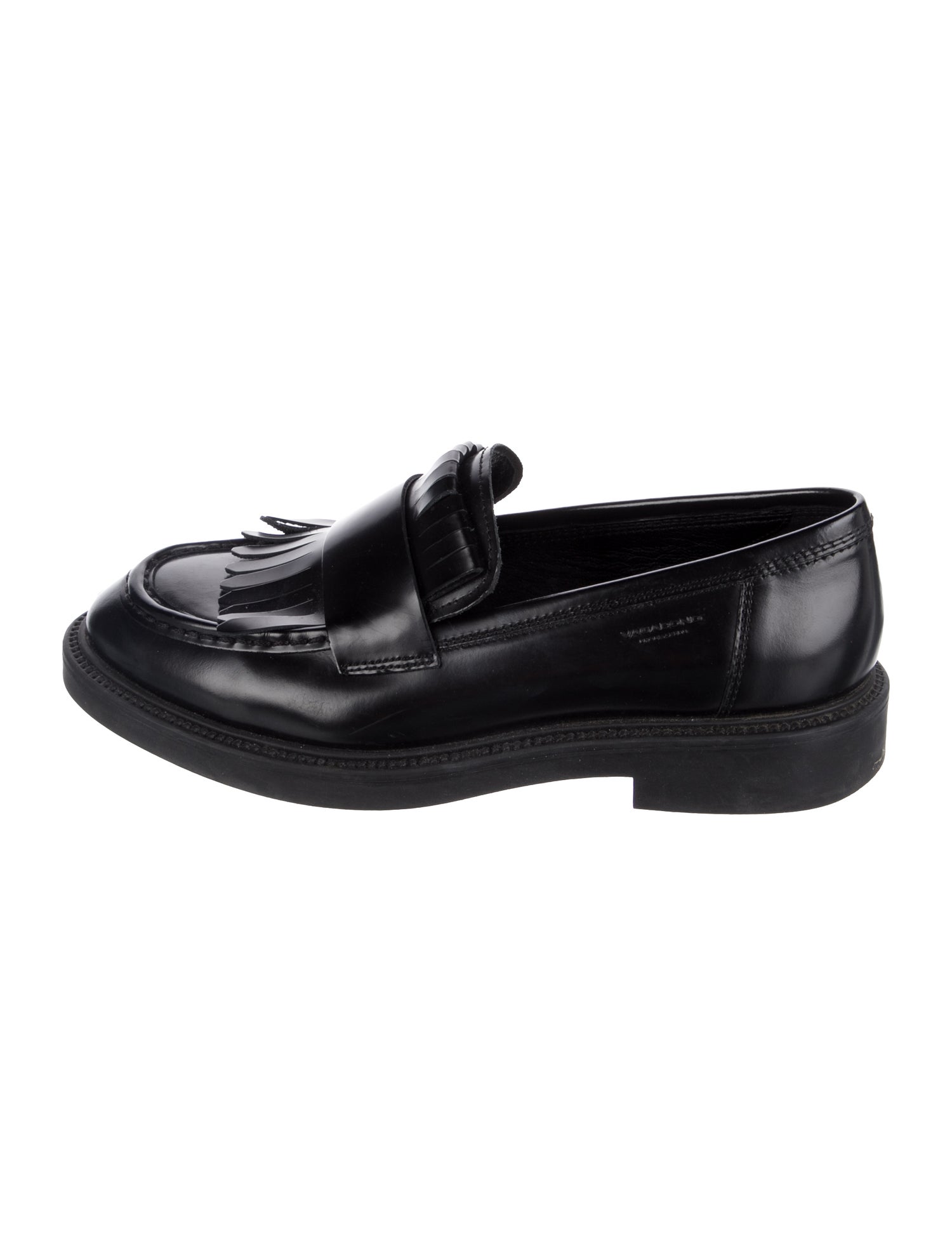 Vagabond Shoemakers Patent Leather Fringe Trim Accent Loafers
