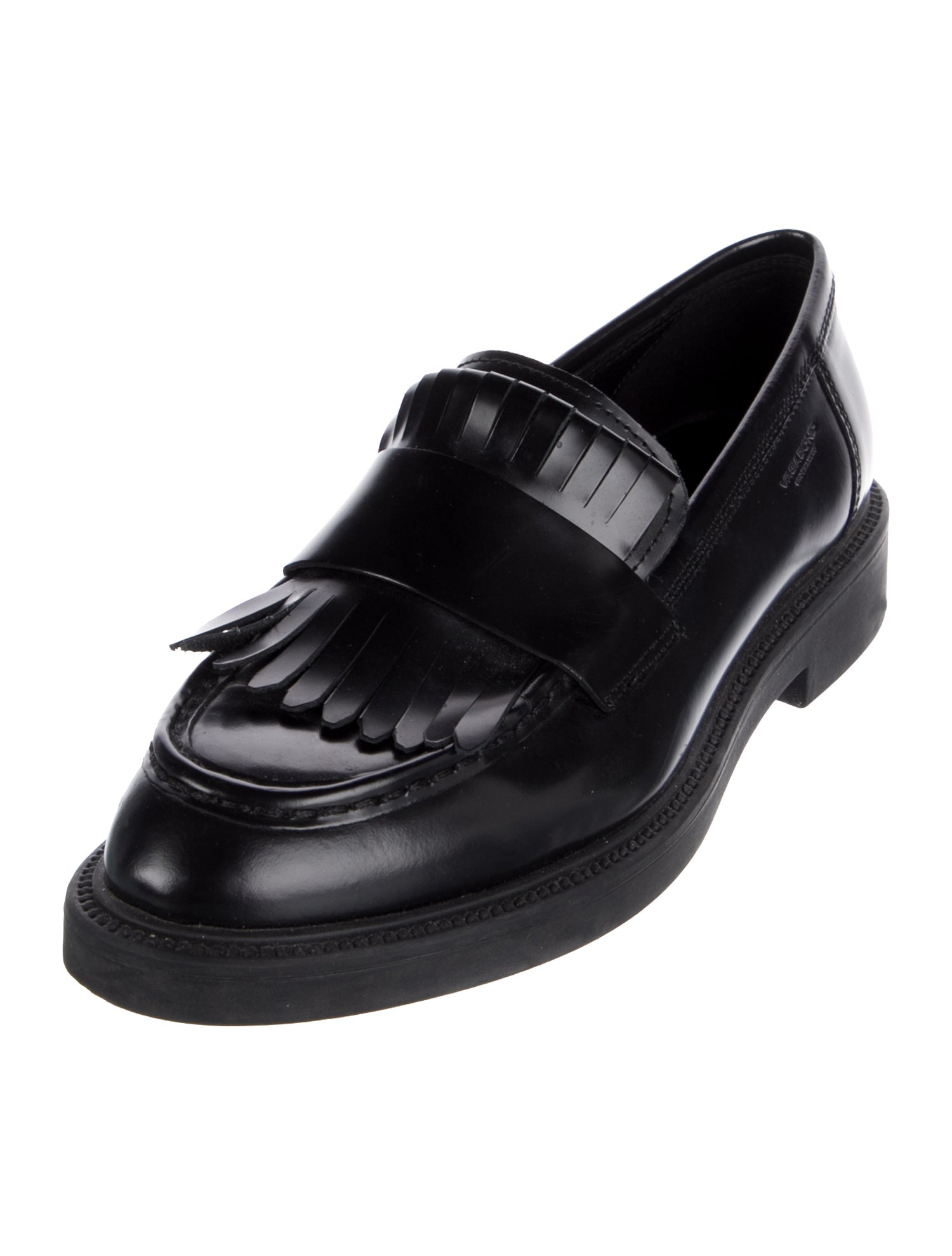 Vagabond Shoemakers Patent Leather Fringe Trim Accent Loafers