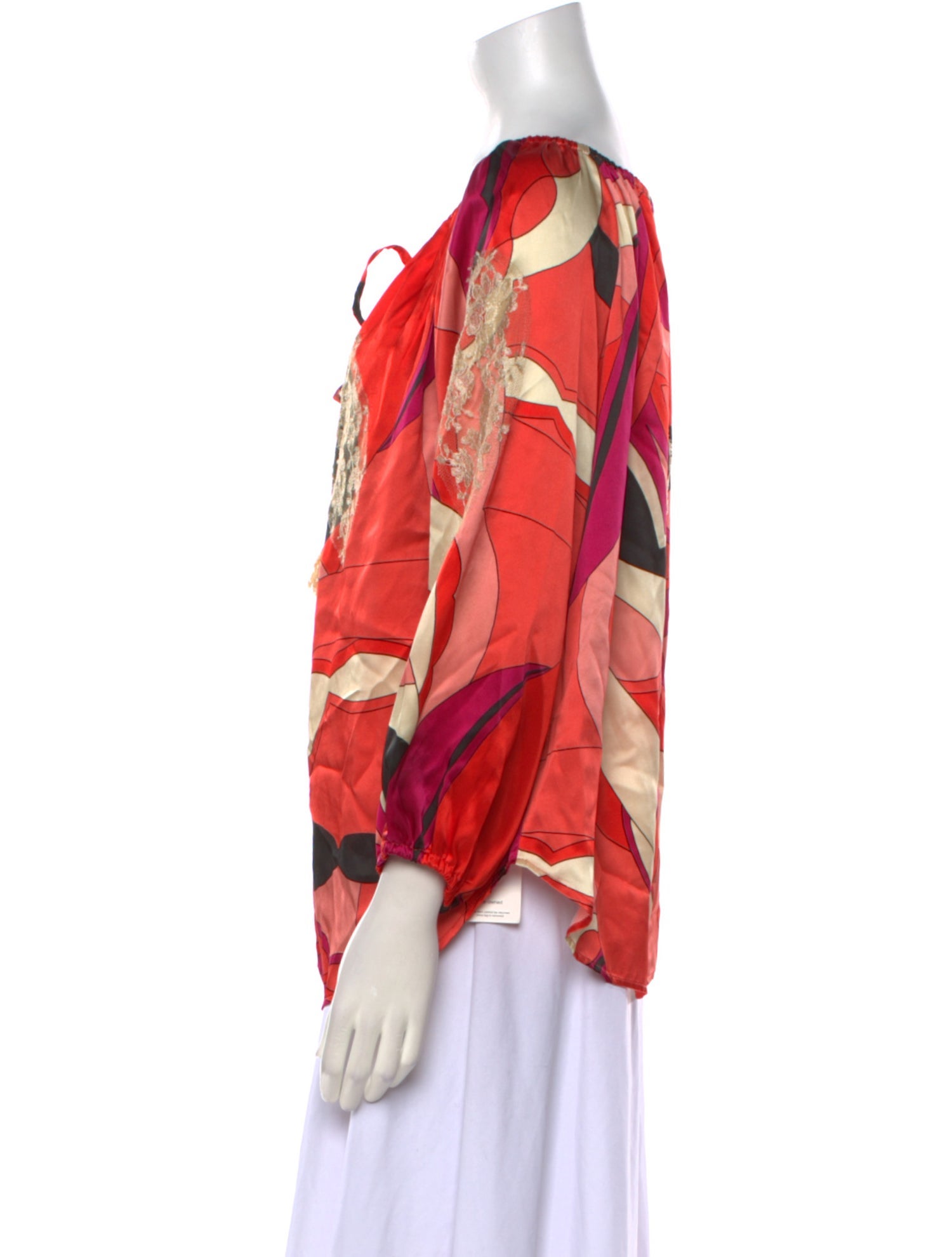 Vanita Rosa Printed Tie Neck Blouse
