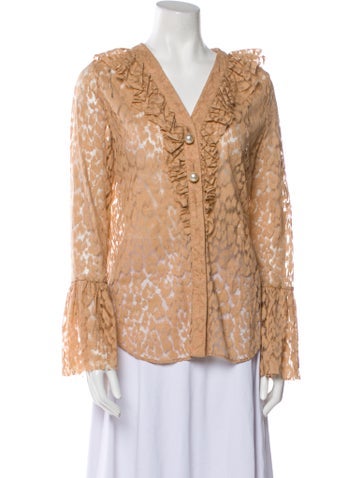 Vivetta Tops Animal Print V-Neck Blouse Us6, It42 | M