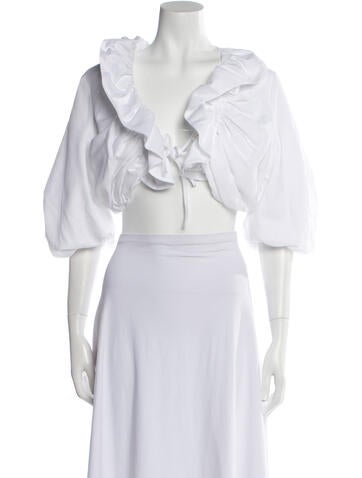 Vivetta Tops Plunge Neckline Three-Quarter Sleeve Crop Top Us6, It42 | M