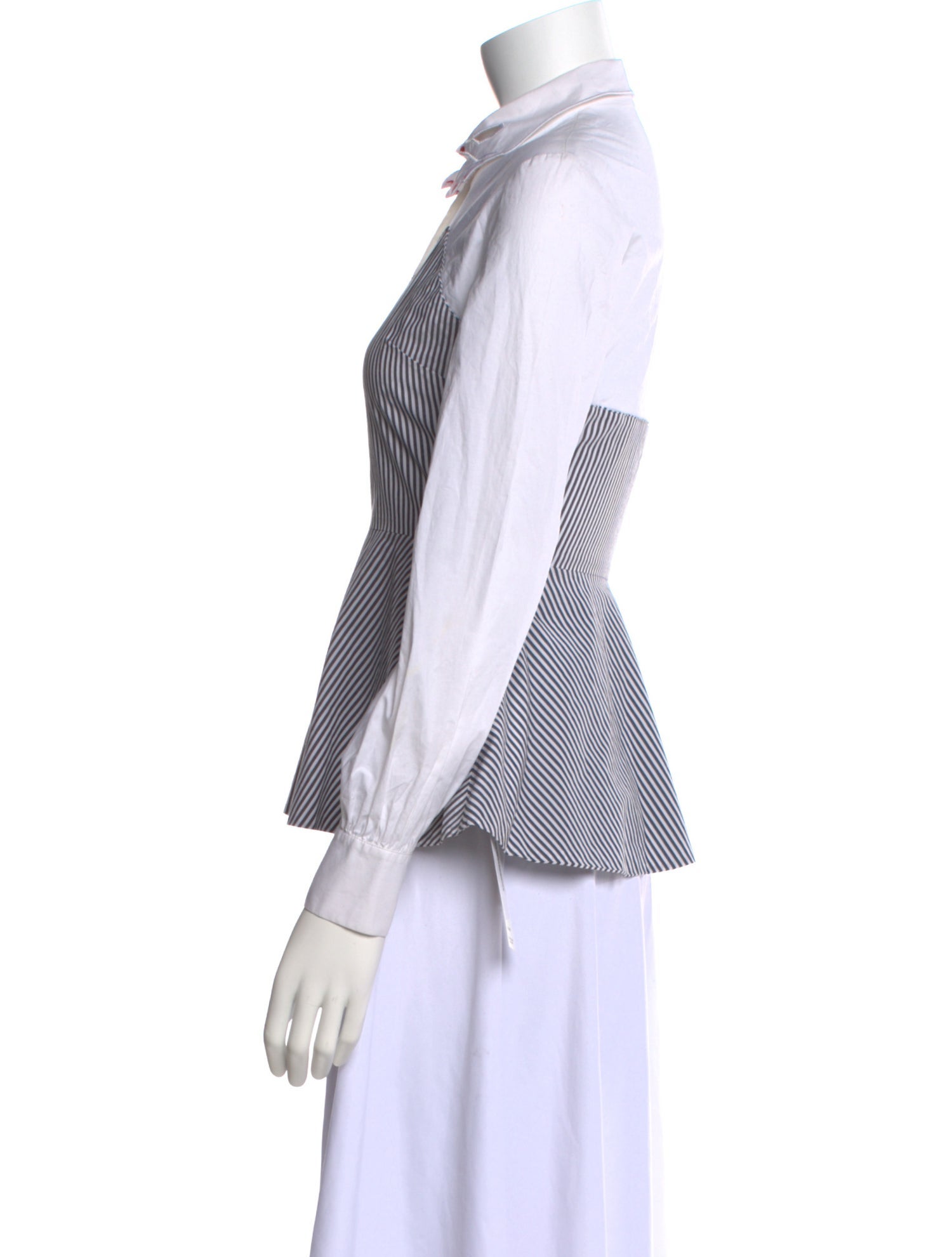 Vivetta Striped Long Sleeve Button-Up Top