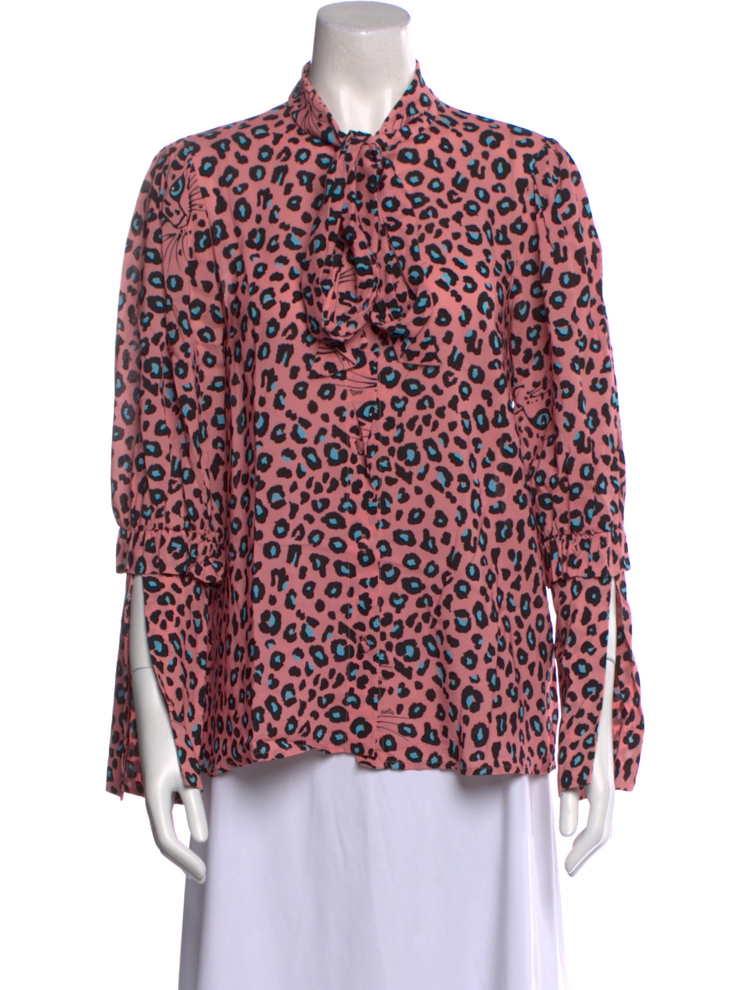 Vivetta Animal Print Long Sleeve Button-Up Top