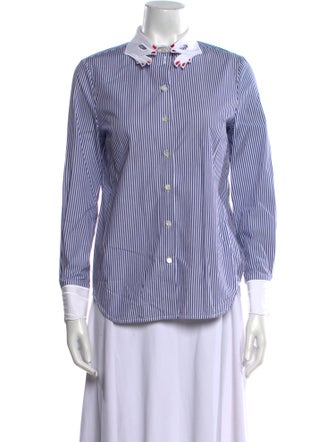 Vivetta Striped Long Sleeve Button-Up Top