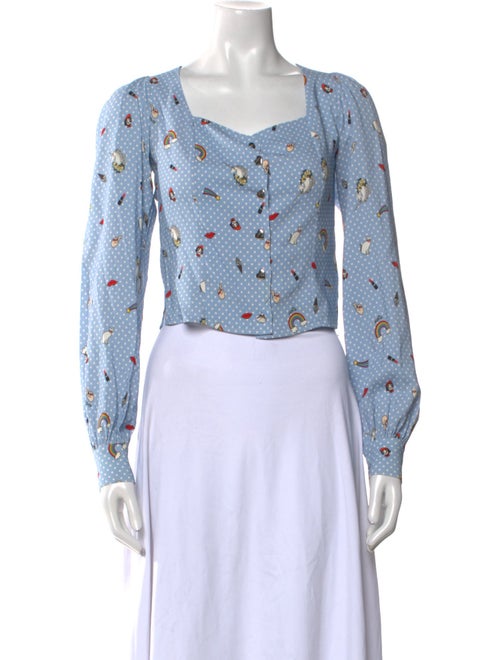 Vivetta Polka Dot Print Square Neckline Crop Top