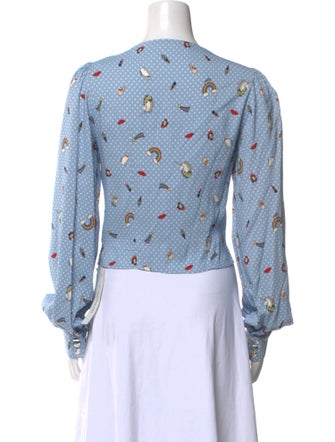 Vivetta Polka Dot Print Square Neckline Crop Top