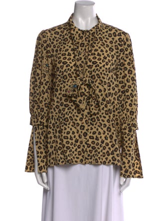 Vivetta Animal Print Mock Neck Blouse
