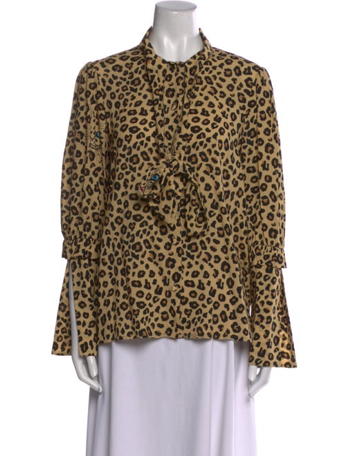 Vivetta Animal Print Mock Neck Blouse
