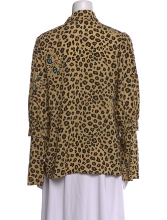 Vivetta Animal Print Mock Neck Blouse