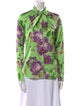 Vivetta Floral Print Tie Neck Button-Up Top