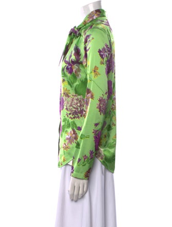 Vivetta Floral Print Tie Neck Button-Up Top