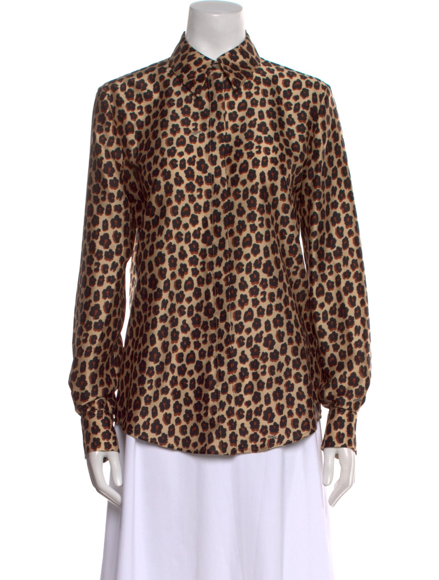 Vivetta Animal Print Long Sleeve Button-Up Top