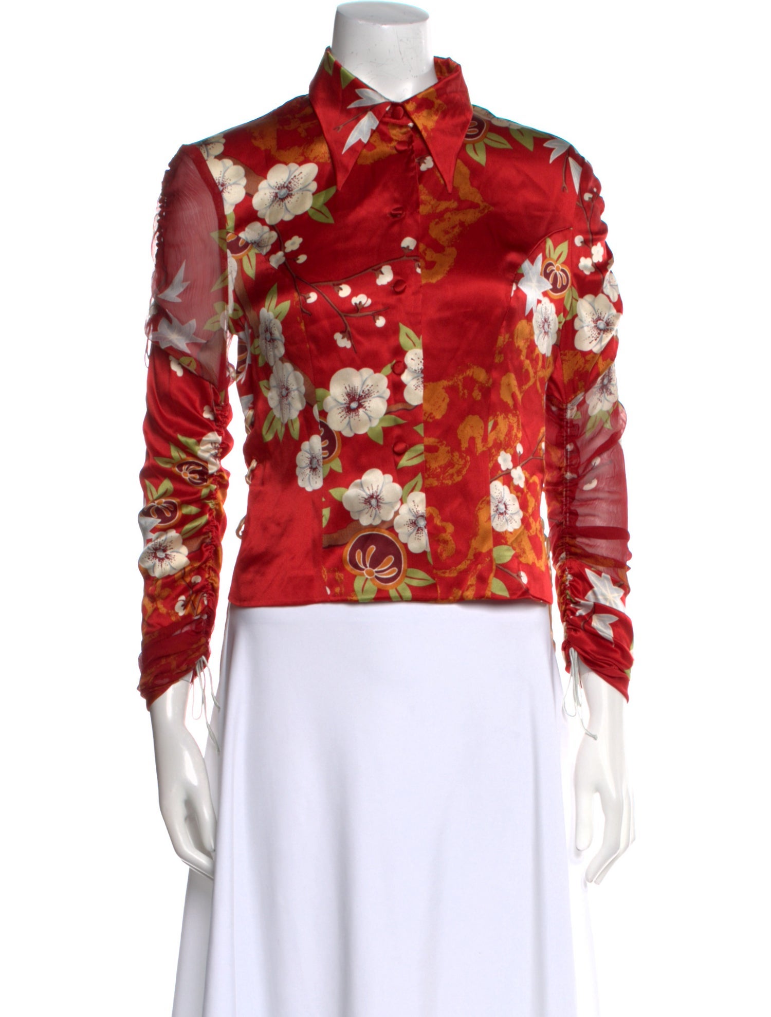Valentin Yudashkin Silk Floral Print Button-Up Top