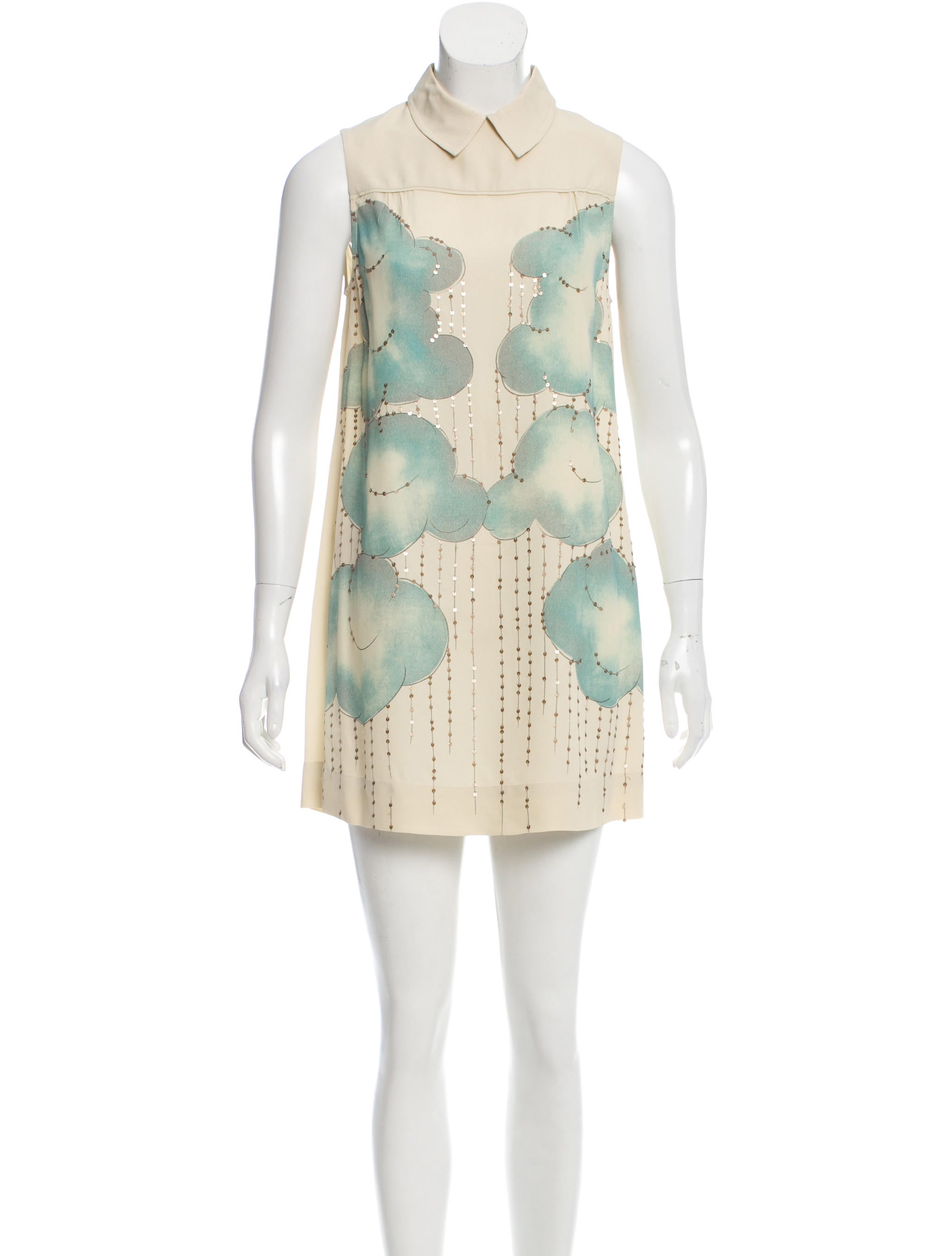 Victoria Beckham Sequined Cloud Print Dress Clothing Victoria Beckham Sequined Cloud Print Dress