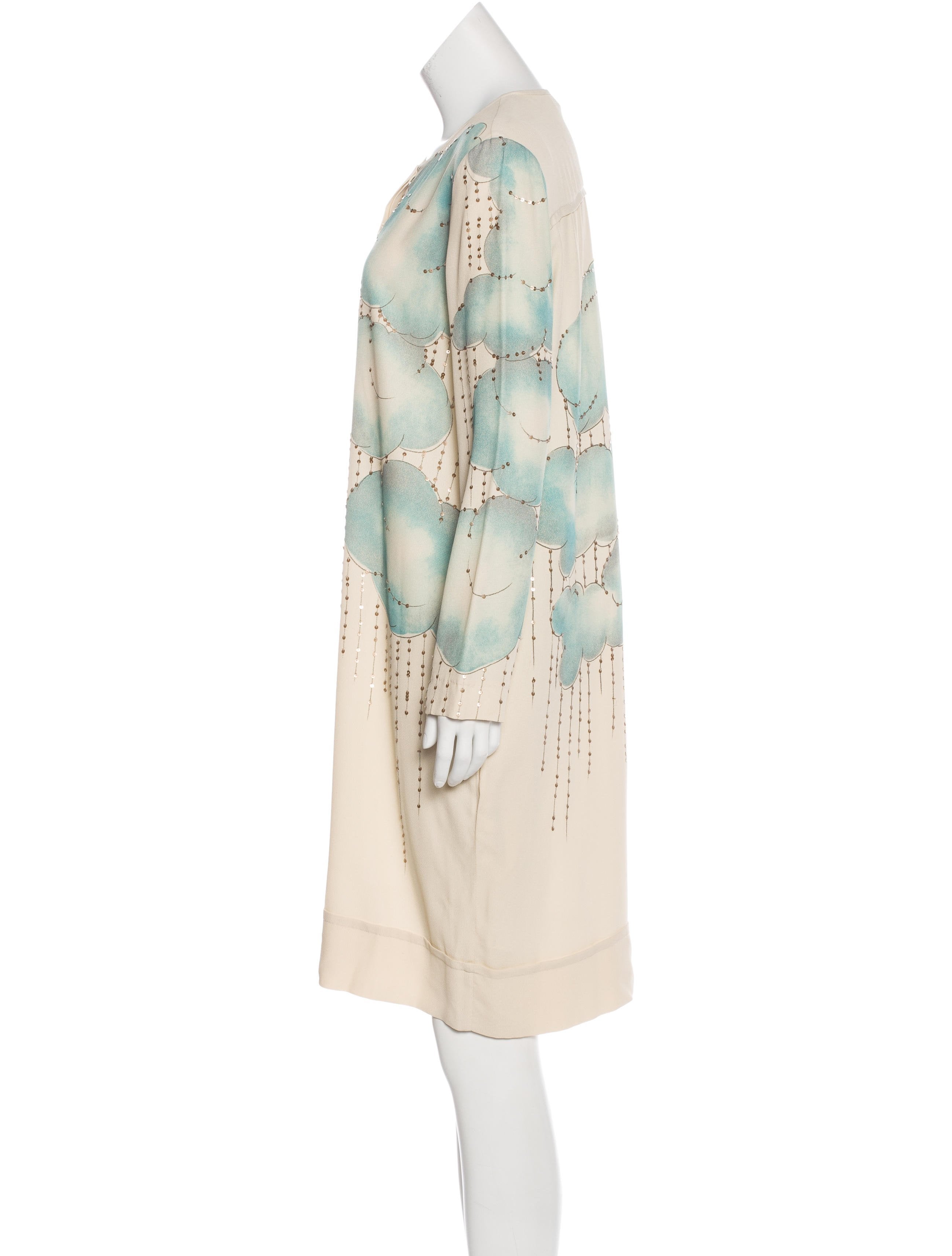 Victoria Beckham Cloud Print Long Sleeve Dress Clothing Victoria Beckham Cloud Print Long Sleeve Dress