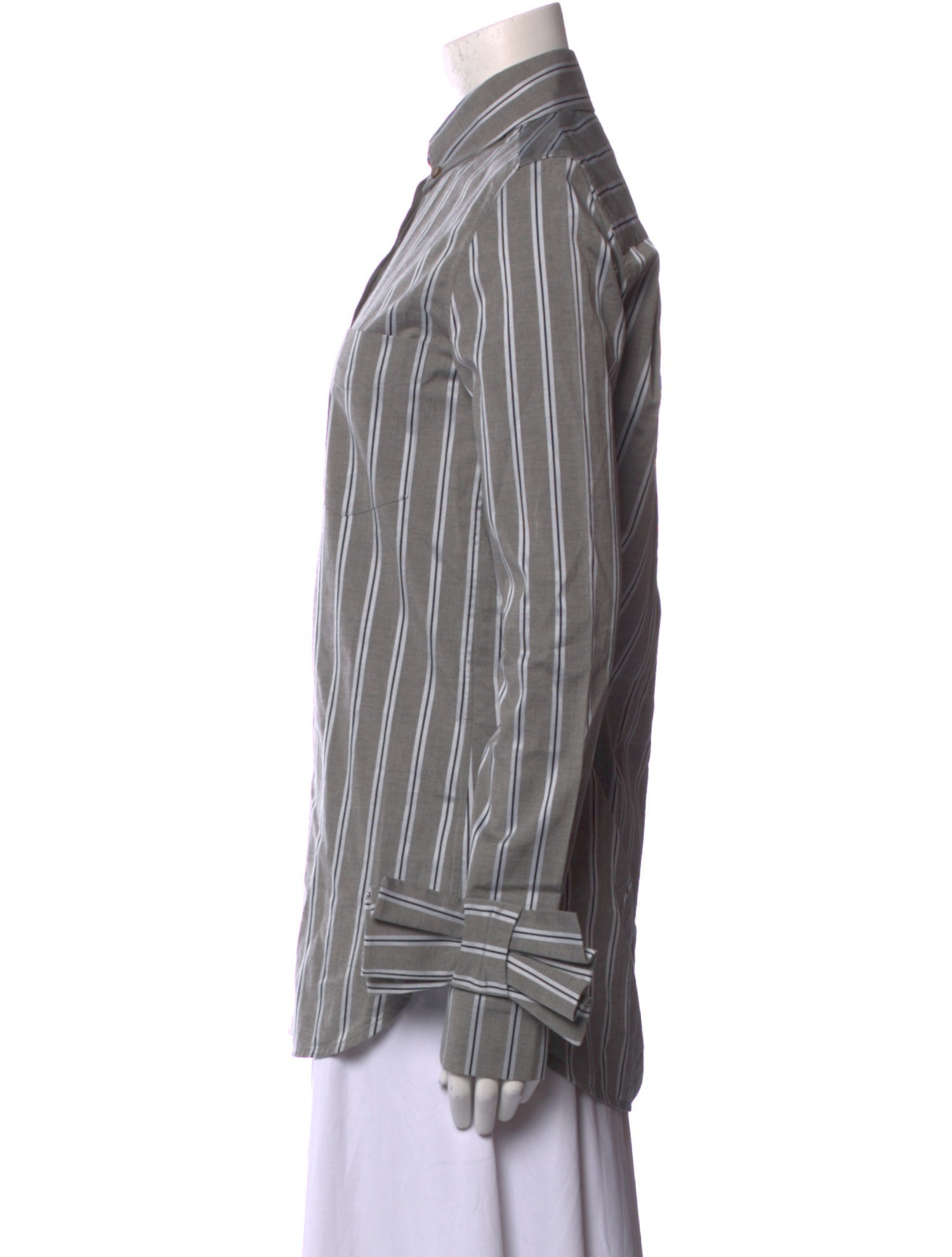 Victoria Victoria Beckham Striped Long Sleeve Button-Up Top
