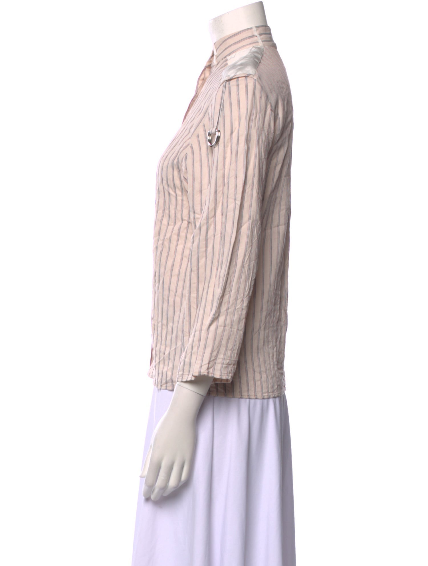 Victoria Victoria Beckham Striped Mock Neck Button-Up Top