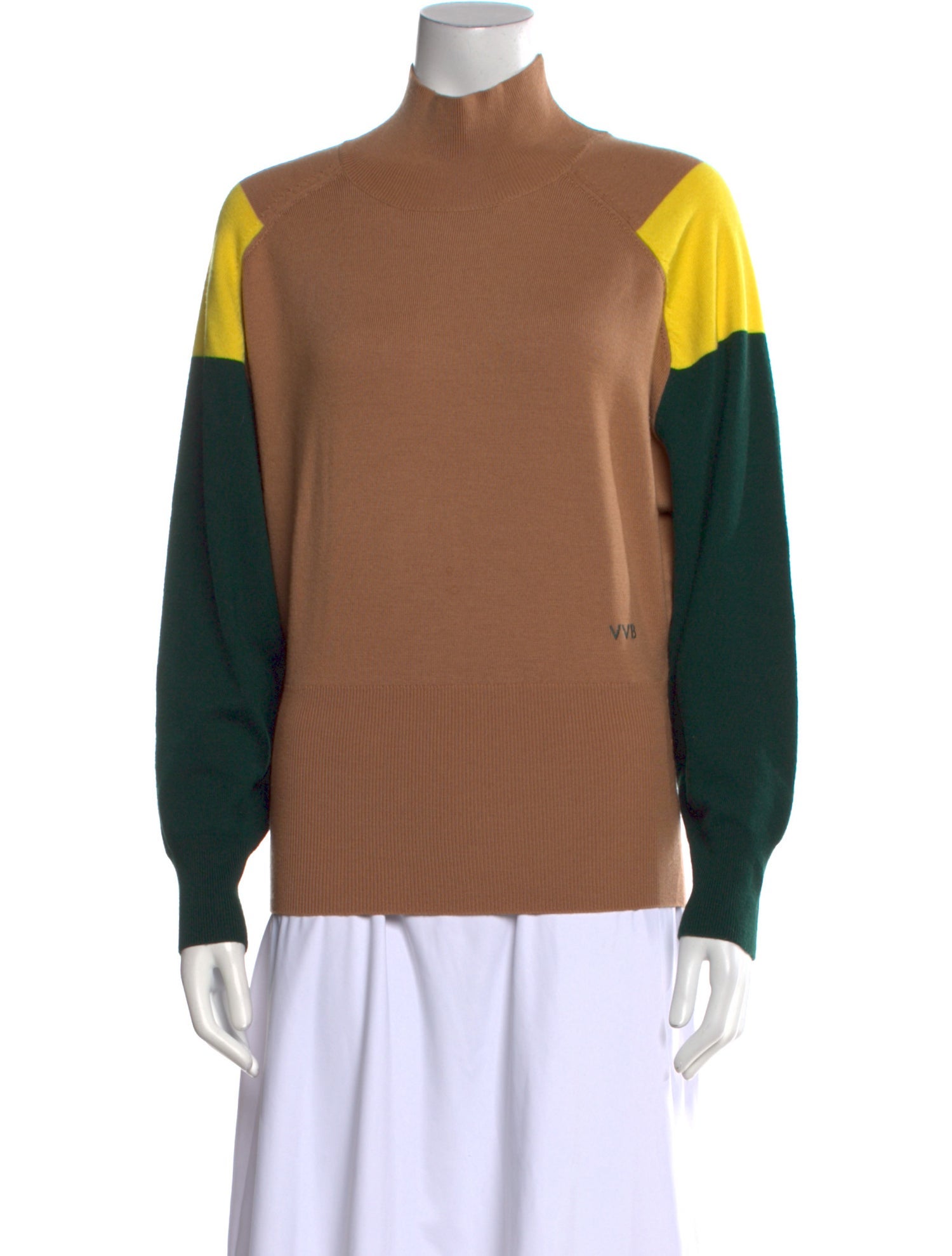 Victoria Victoria Beckham Wool Colorblock Pattern Sweater