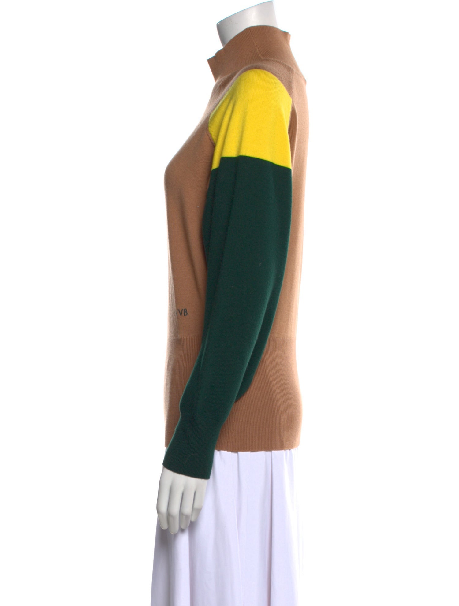Victoria Victoria Beckham Wool Colorblock Pattern Sweater
