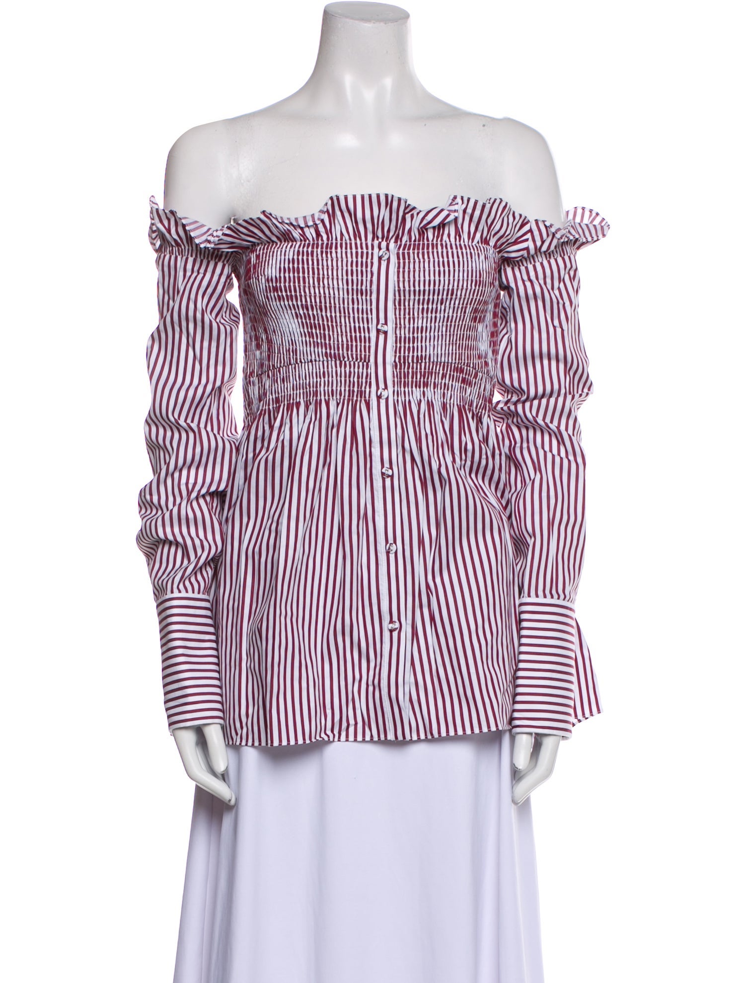 Victoria Victoria Beckham Striped Off-The-Shoulder Blouse