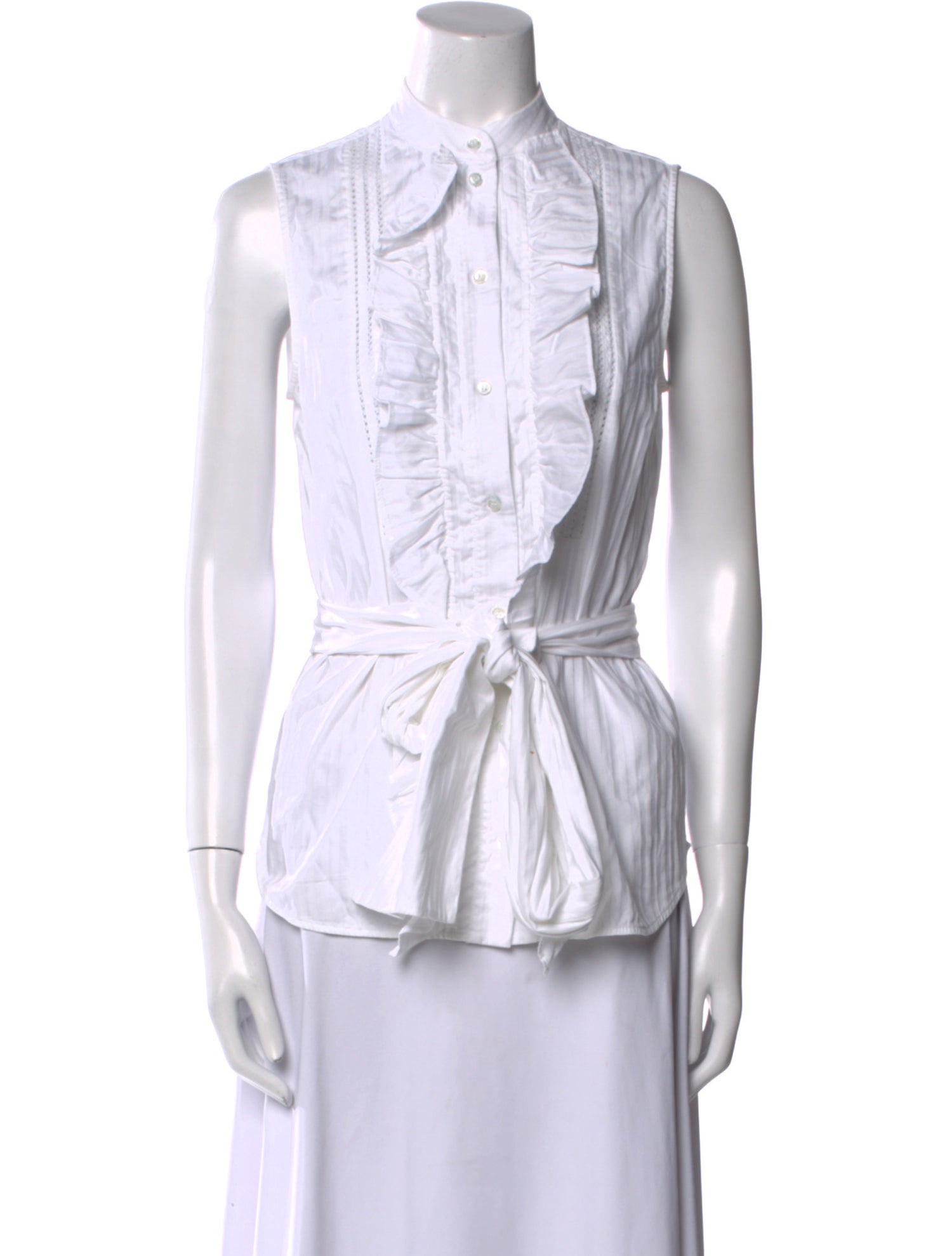 Victoria Victoria Beckham Striped Mock Neck Button-Up Top