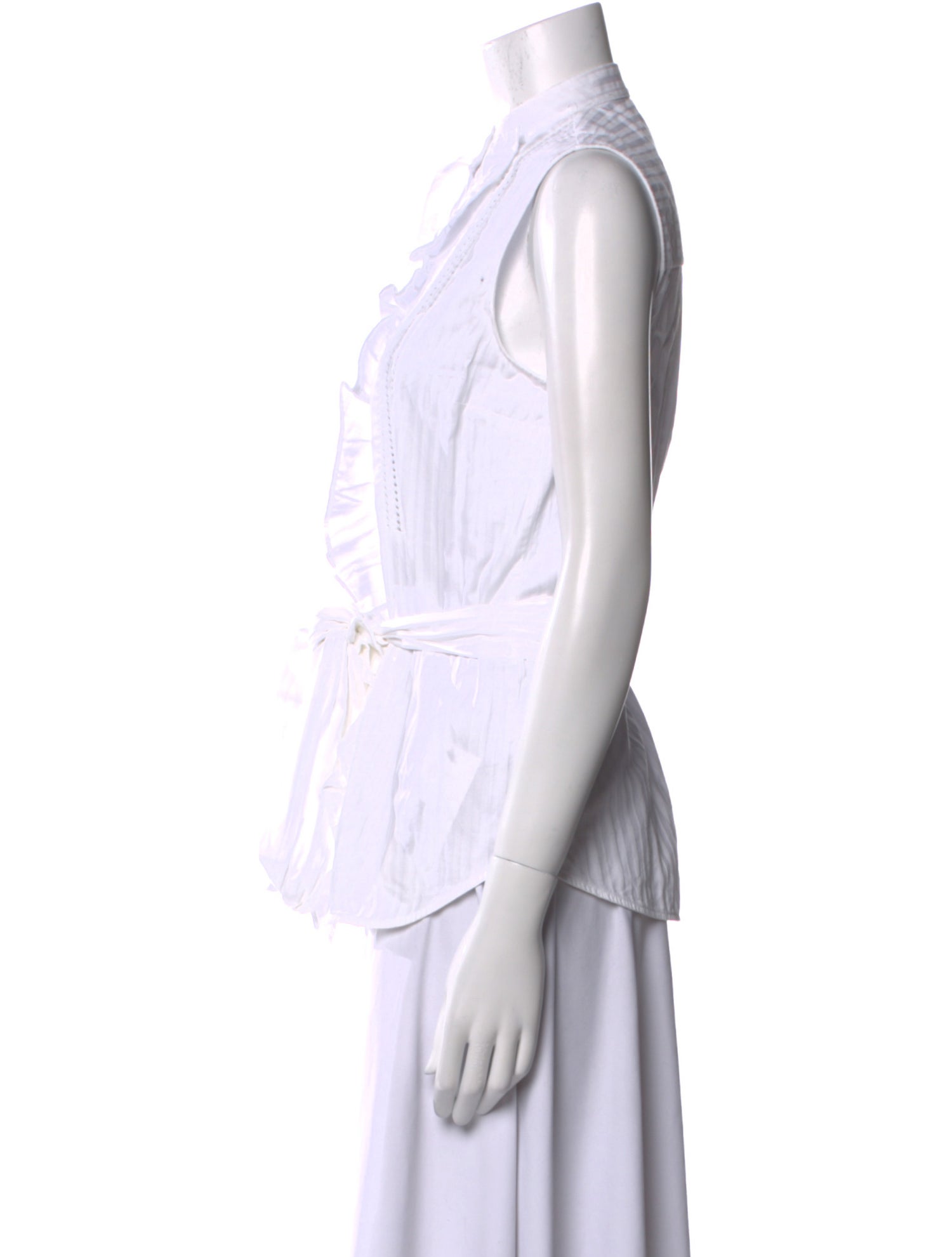 Victoria Victoria Beckham Striped Mock Neck Button-Up Top