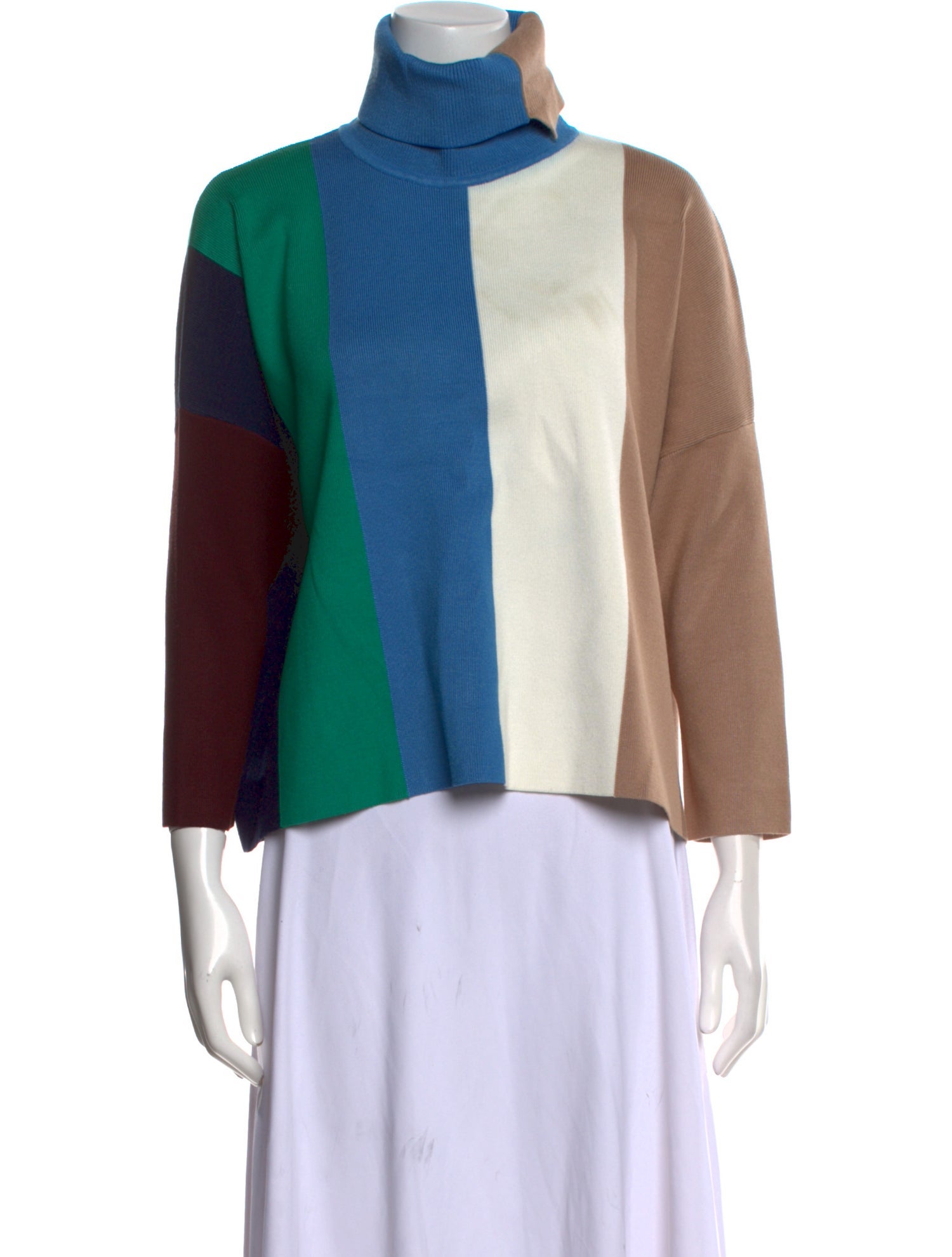 Victoria Victoria Beckham Colorblock Pattern Turtleneck Sweater