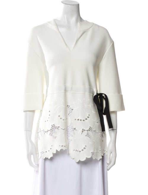 Victoria Victoria Beckham V-Neck Three-Quarter Sleeve Blouse