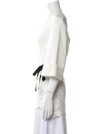 Victoria Victoria Beckham V-Neck Three-Quarter Sleeve Blouse