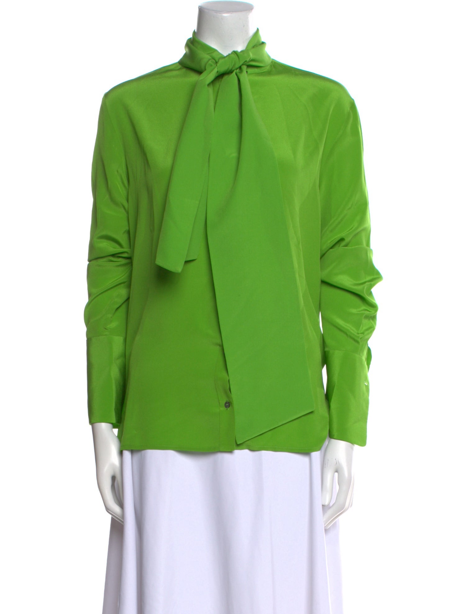Victoria Victoria Beckham Silk Mock Neck Button-Up Top