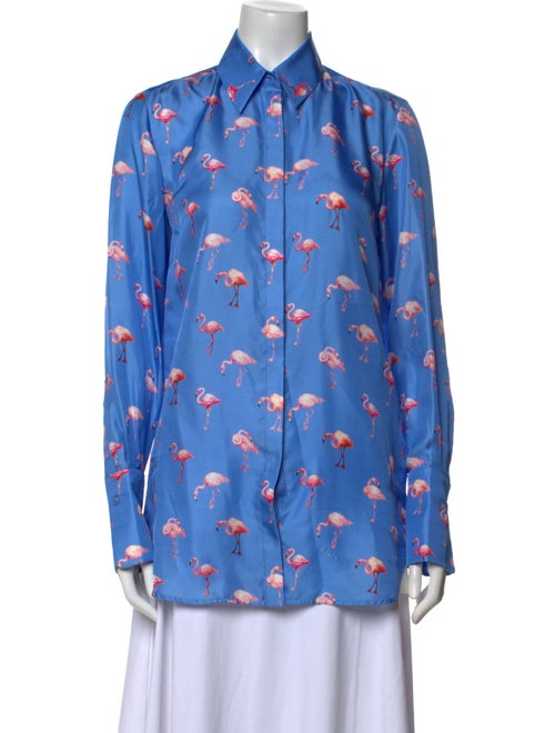 Victoria Victoria Beckham Silk Floral Print Button-Up Top