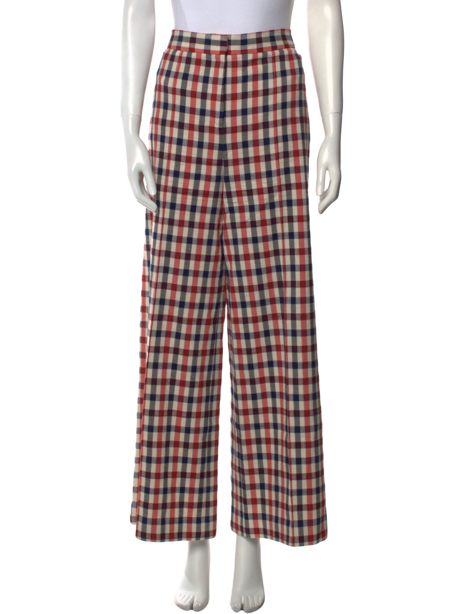 Victoria Victoria Beckham Plaid Print Wide Leg Pants