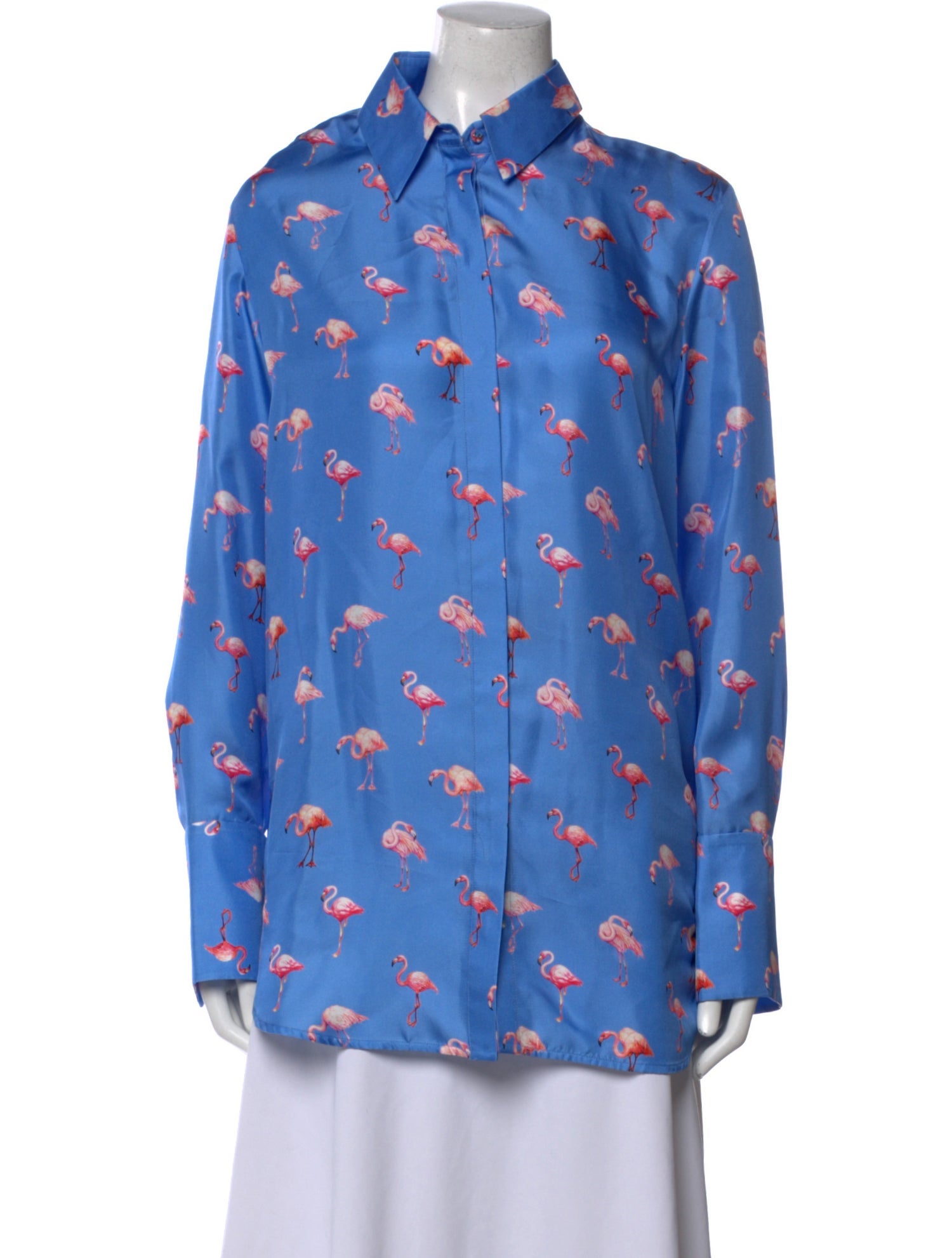 Victoria Victoria Beckham Silk Printed Button-Up Top