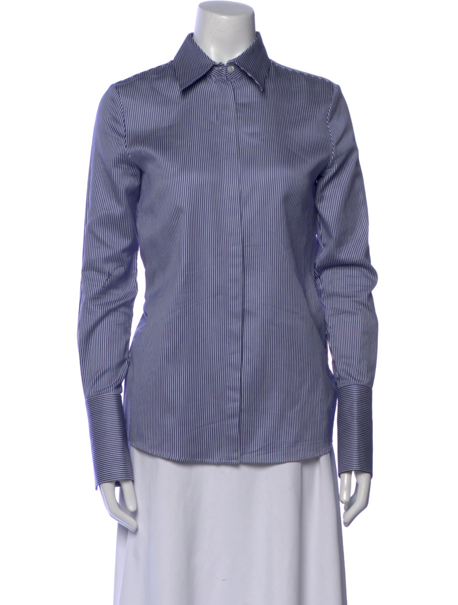 Victoria Victoria Beckham Striped Long Sleeve Button-Up Top