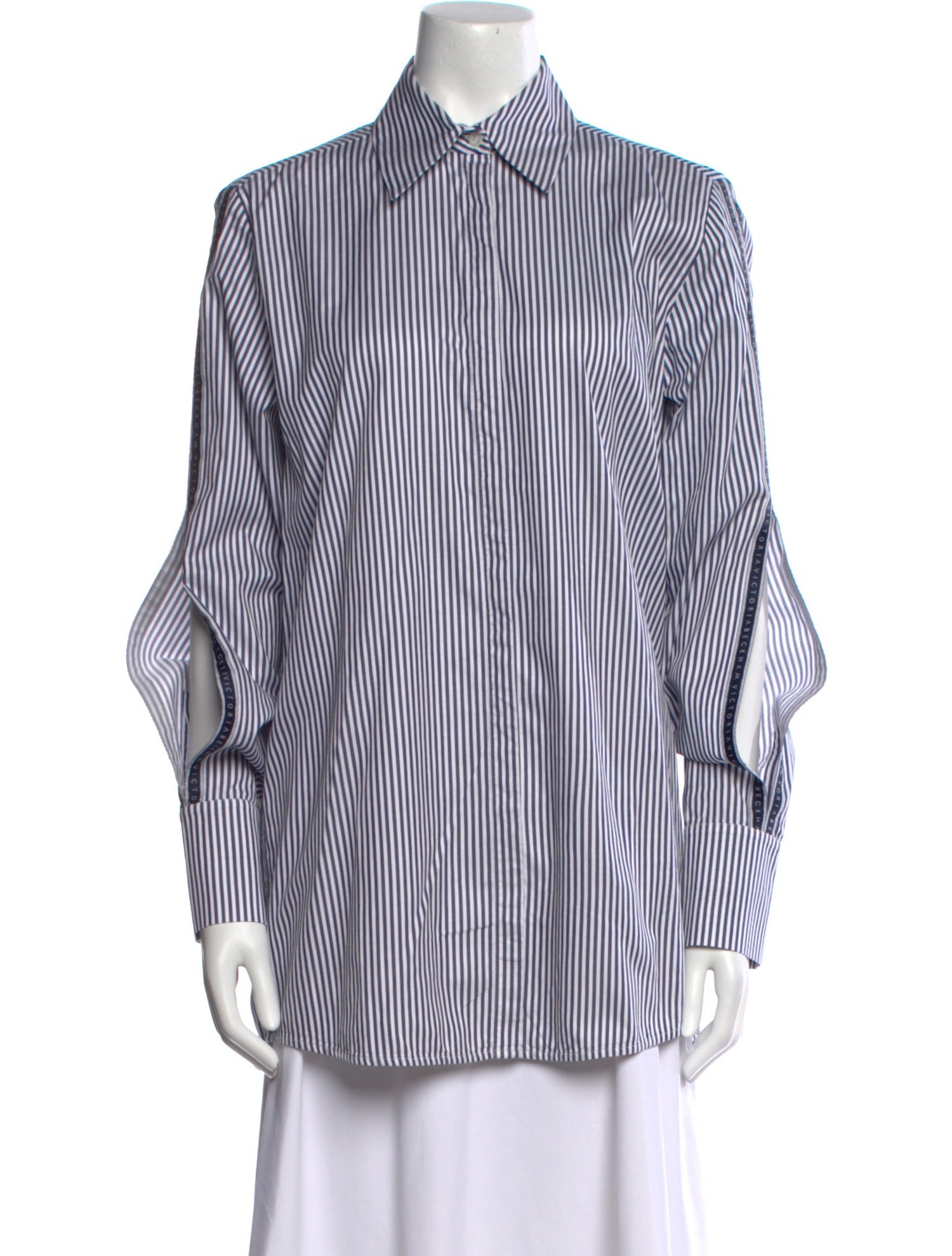 Victoria Victoria Beckham Striped Long Sleeve Button-Up Top