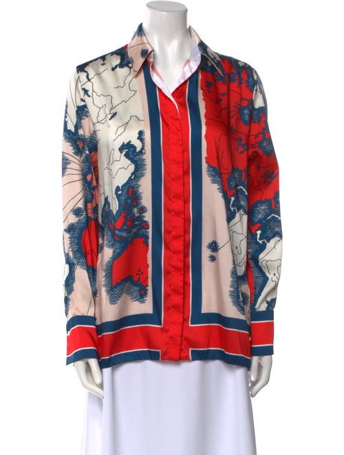 Victoria Victoria Beckham Printed Long Sleeve Button-Up Top