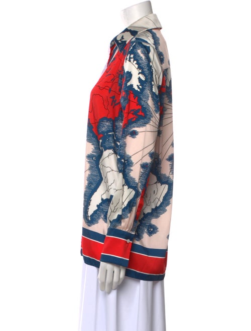 Victoria Victoria Beckham Printed Long Sleeve Button-Up Top