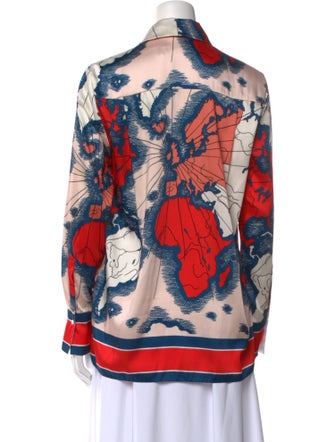 Victoria Victoria Beckham Printed Long Sleeve Button-Up Top