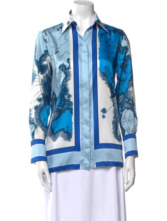 Victoria Victoria Beckham Printed Long Sleeve Button-Up Top