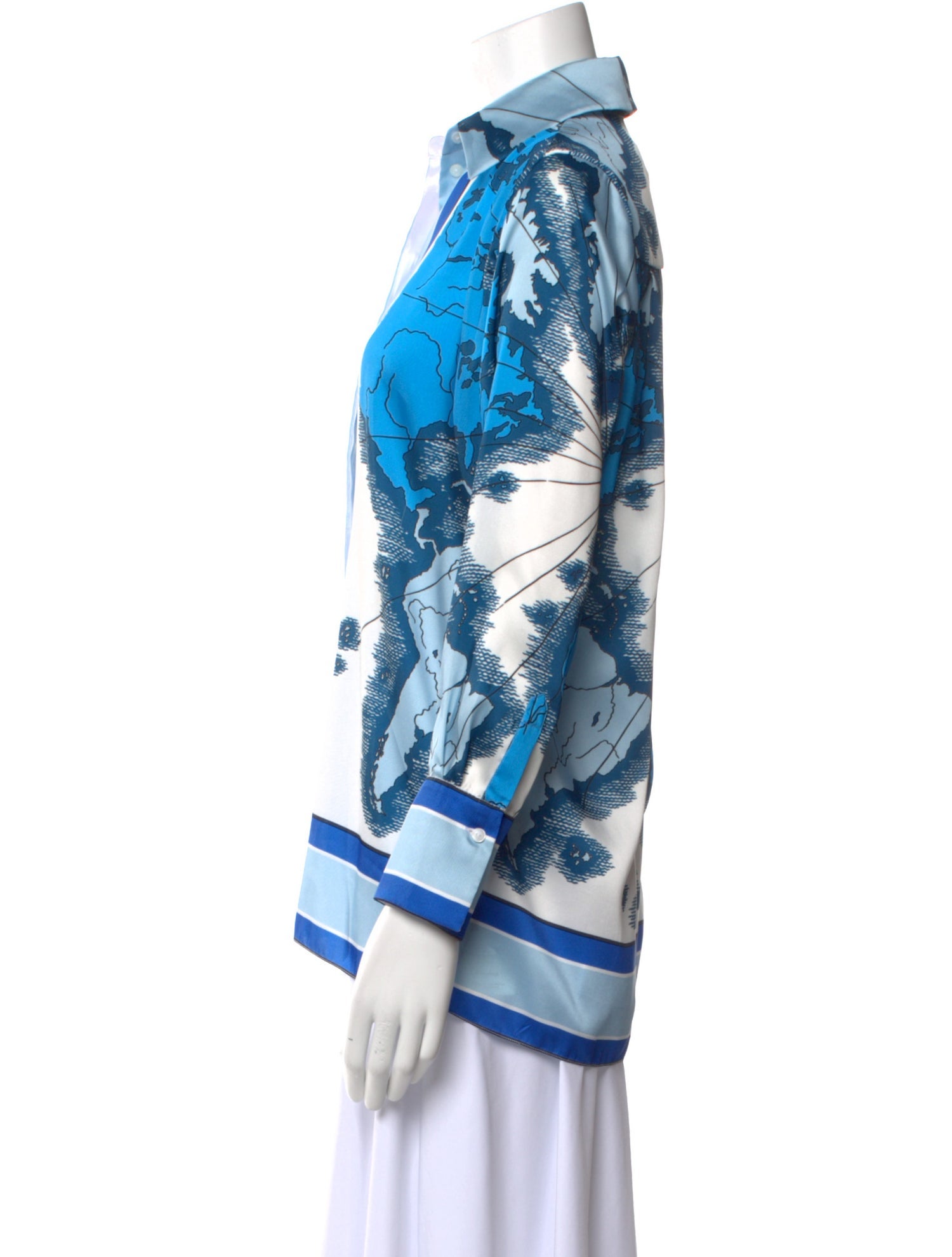 Victoria Victoria Beckham Printed Long Sleeve Button-Up Top