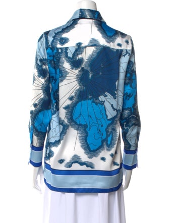 Victoria Victoria Beckham Printed Long Sleeve Button-Up Top