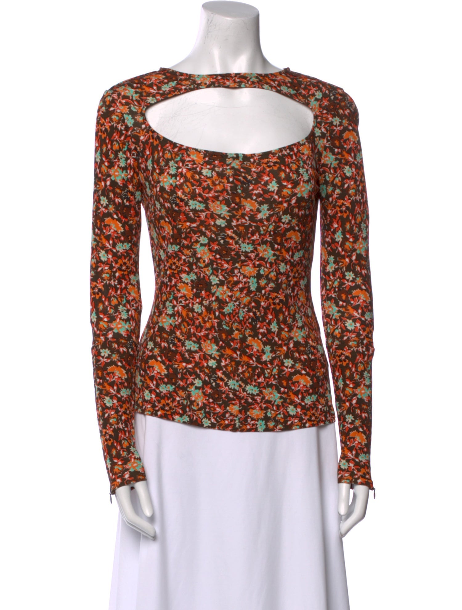 Victoria Victoria Beckham Floral Print Bateau Neckline Blouse