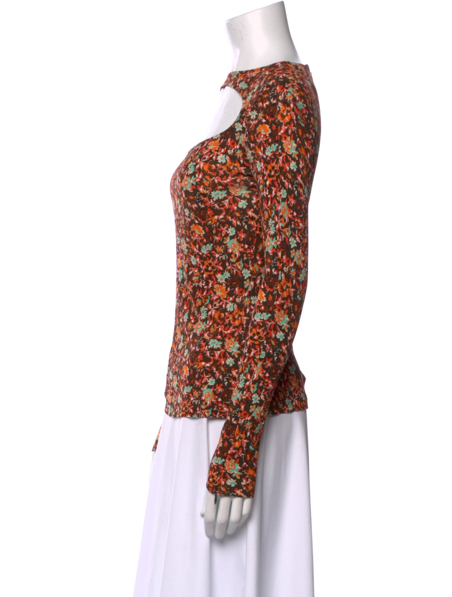 Victoria Victoria Beckham Floral Print Bateau Neckline Blouse