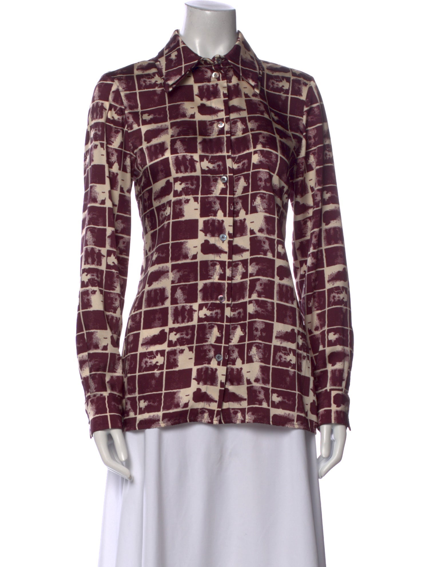 Victoria Victoria Beckham Plaid Print Long Sleeve Button-Up Top