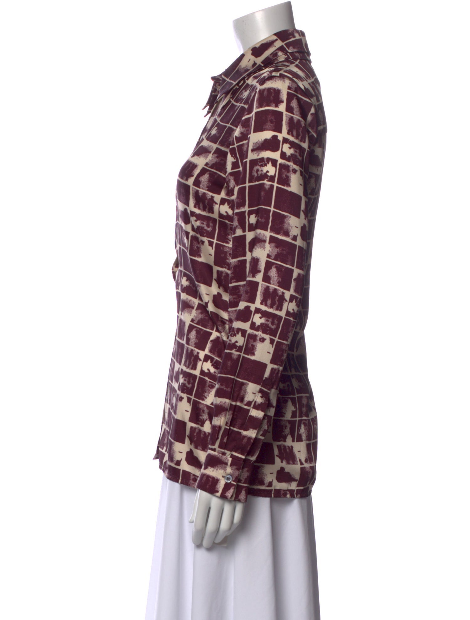 Victoria Victoria Beckham Plaid Print Long Sleeve Button-Up Top